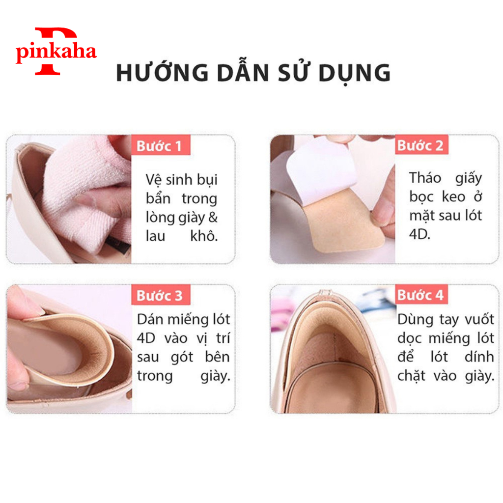 Miếng lót gót giày bảo vệ gót sau 4D cao cấp, chống thốn và trầy chân - lót giày PINKAHA