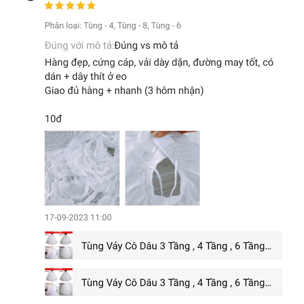 Tùng Váy Cô Dâu 3 Tầng , 4 Tầng , 6 Tầng , 8 Tầng  Làm  Phồng Váy Cô Dâu chuyên dùng cho các tiệm áo cưới