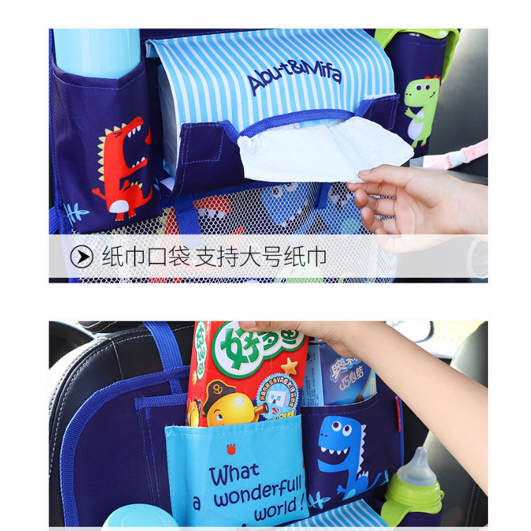 Túi treo đồ nhiều ngăn móc sau ghế ô tô, xe hơi kiểu mẫu hoạt hình dễ thương cho trẻ em