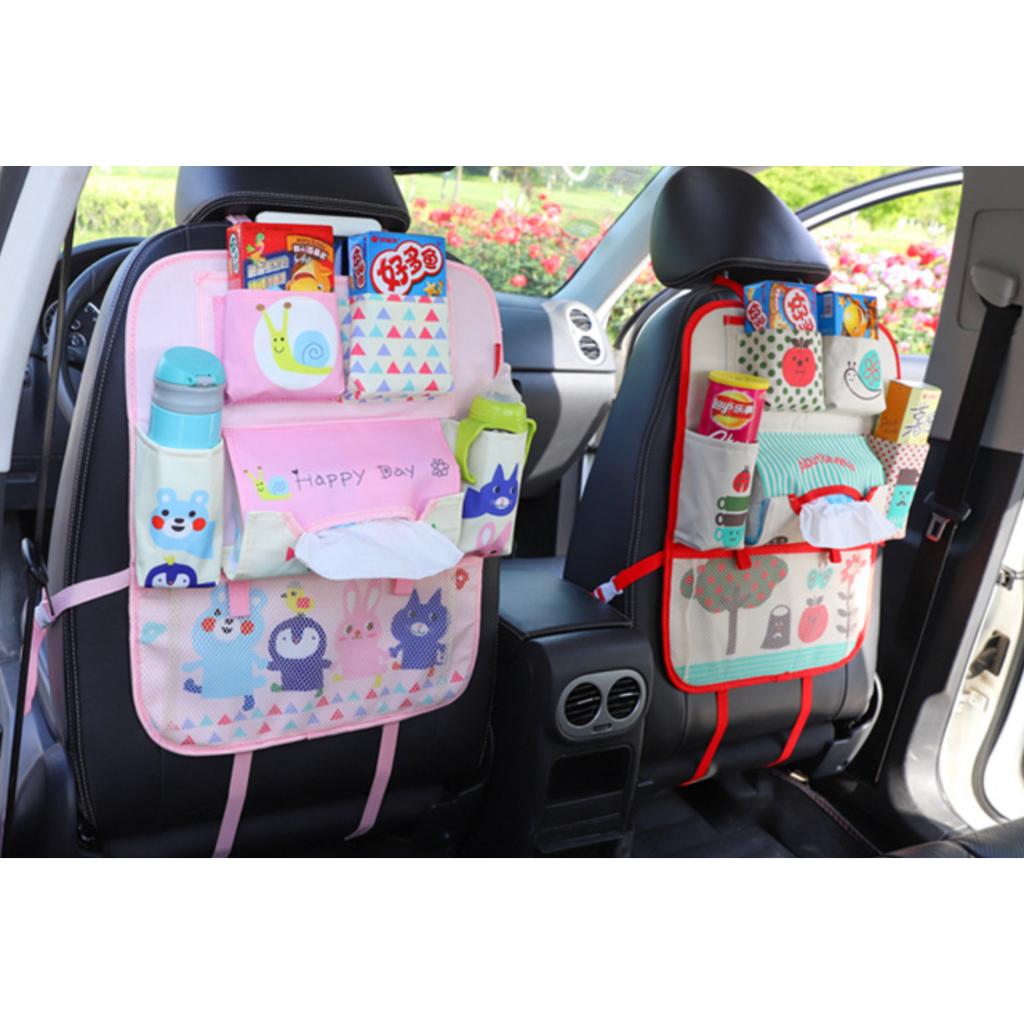Túi treo đồ nhiều ngăn móc sau ghế ô tô, xe hơi kiểu mẫu hoạt hình dễ thương cho trẻ em