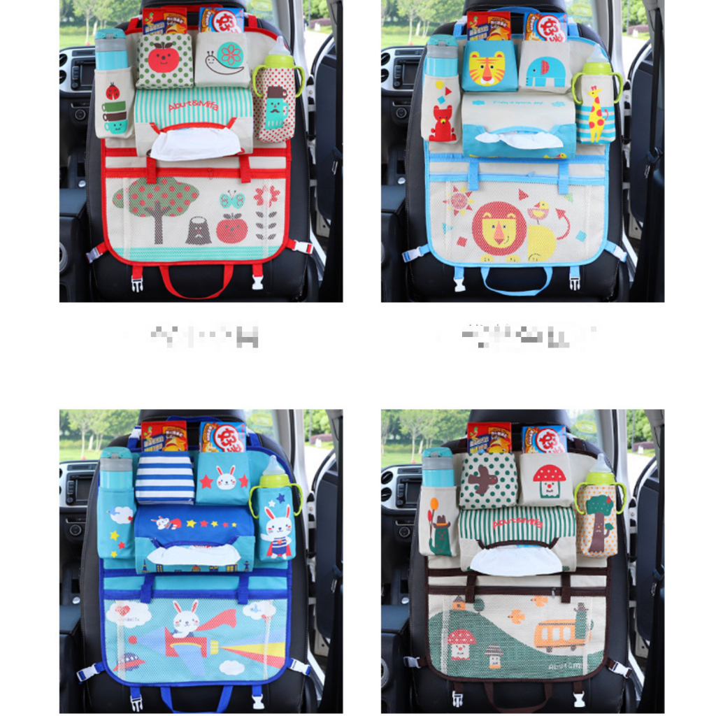 Túi treo đồ nhiều ngăn móc sau ghế ô tô, xe hơi kiểu mẫu hoạt hình dễ thương cho trẻ em