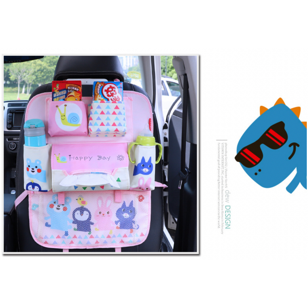 Túi treo đồ nhiều ngăn móc sau ghế ô tô, xe hơi kiểu mẫu hoạt hình dễ thương cho trẻ em