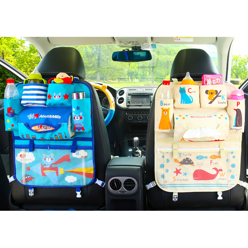 Túi treo đồ nhiều ngăn móc sau ghế ô tô, xe hơi kiểu mẫu hoạt hình dễ thương cho trẻ em
