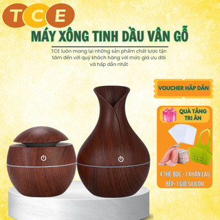 Máy xông tinh dầu tạo độ ẩm, khuếch tán tinh dầu tạo vân gỗ cổ cao, kèm tinh dầu xông thiên nhiên, an toàn