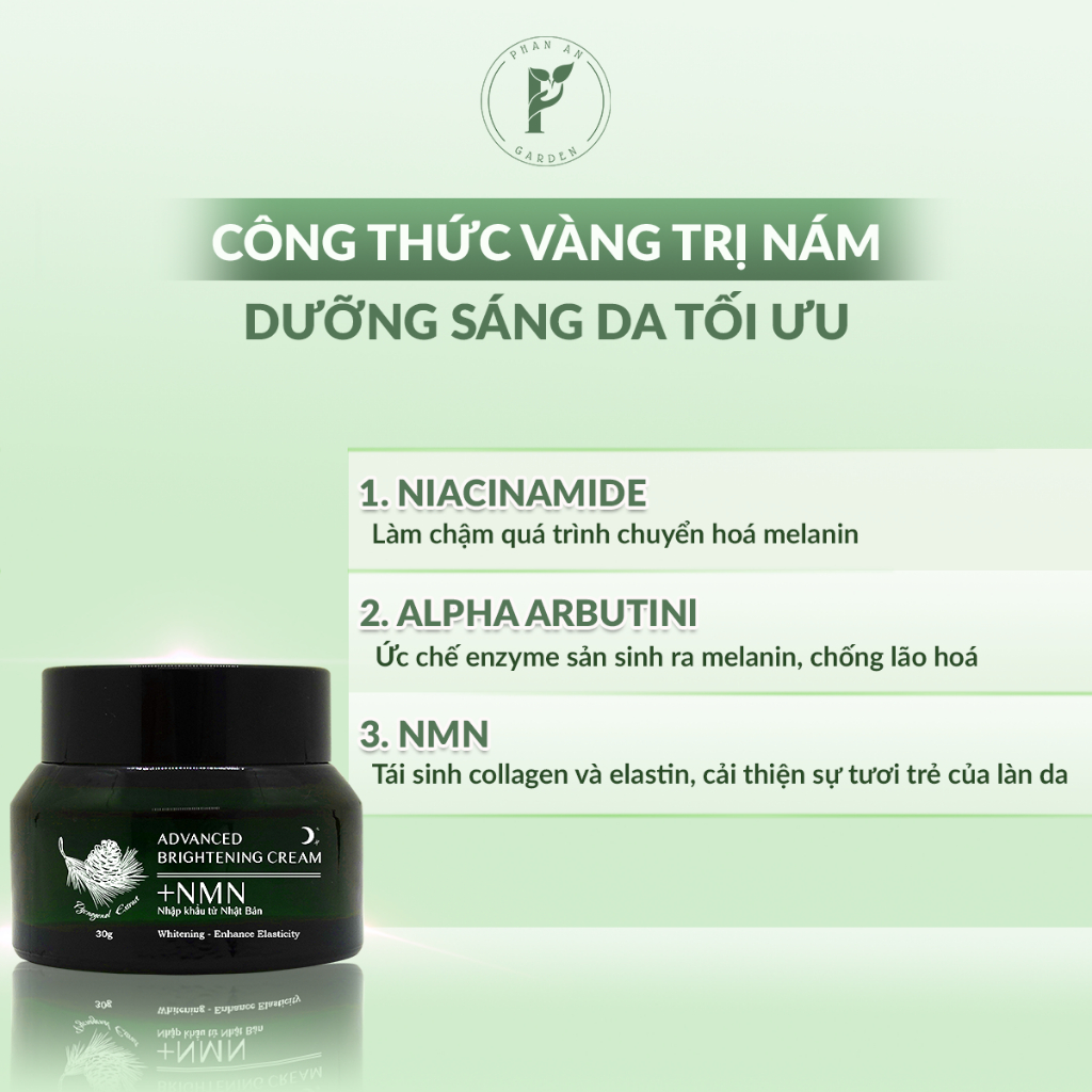 Kem dưỡng ẩm trắng da Advanced Brightening + NMN Cream cấp ẩm, làm mờ thâm nám trên da 30g