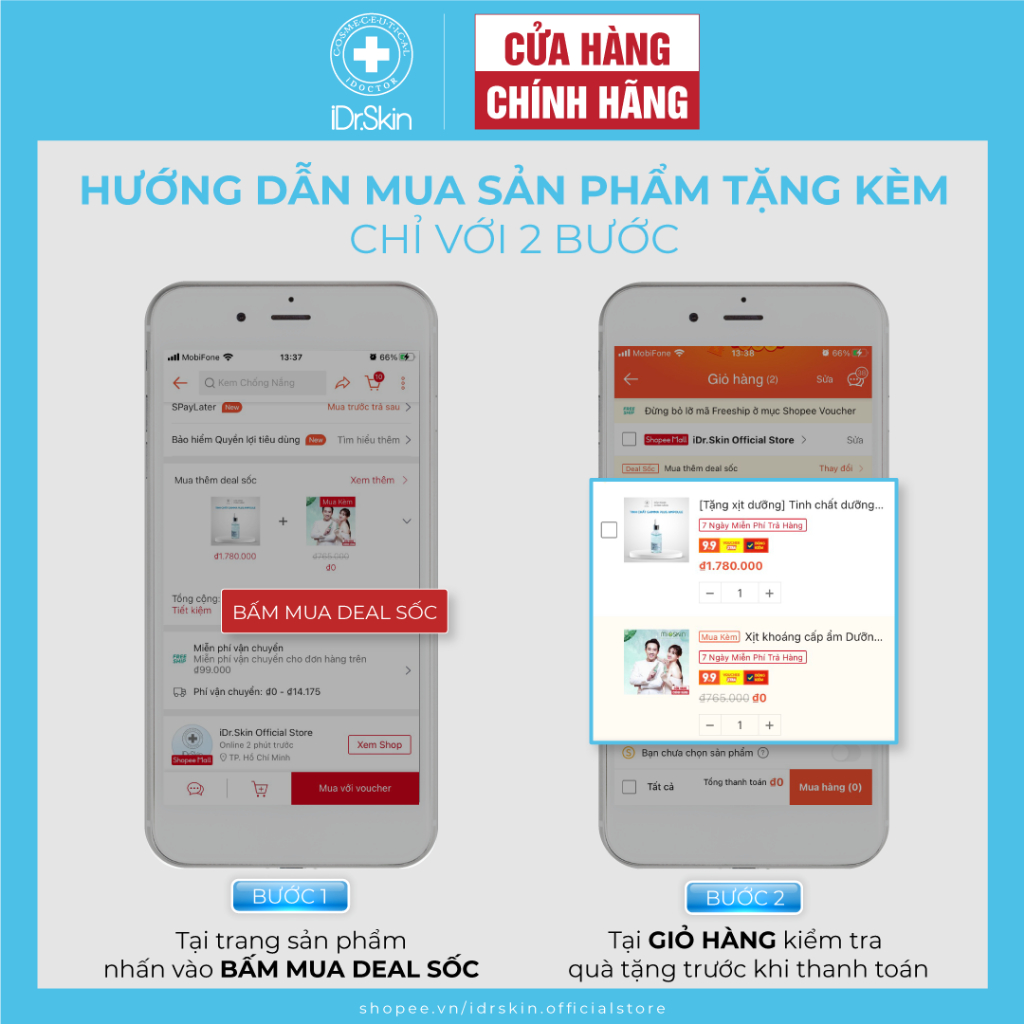 [MUA 1 TẶNG XỊT DƯỠNG] Kem dưỡng phục hồi và tái tạo da hư tổn, nhiễm coritcoid iDr.Skin Cell Fix Recovery Treatment 31m