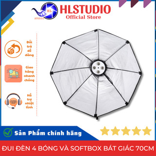 Đui Đèn 4 Bóng Và Softbox Bát Giác 70cm -Thiết Bị Quay Phim Chuyên Nghiệp HL Studio