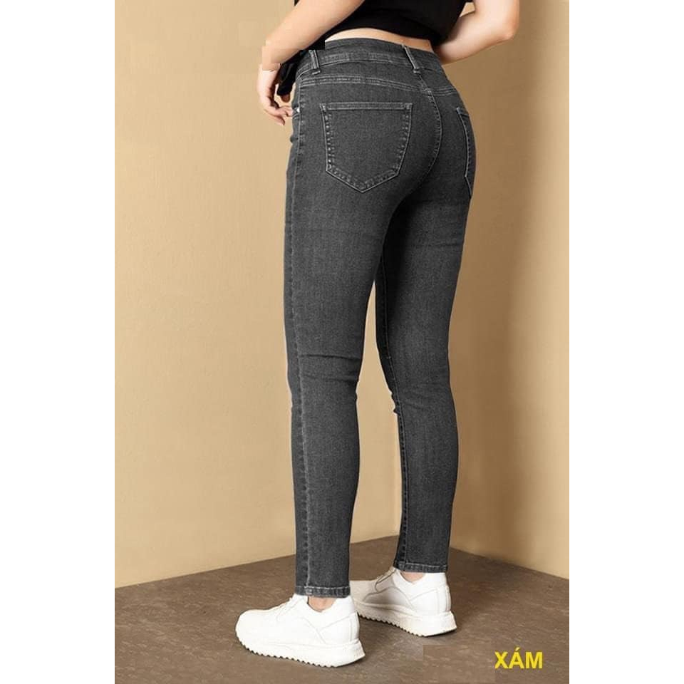 Quần jeans nữ  trơn Cotton 100% Co Giãn 4 Chiều Cực Kì Thoải Mái-HVS-Mã 54