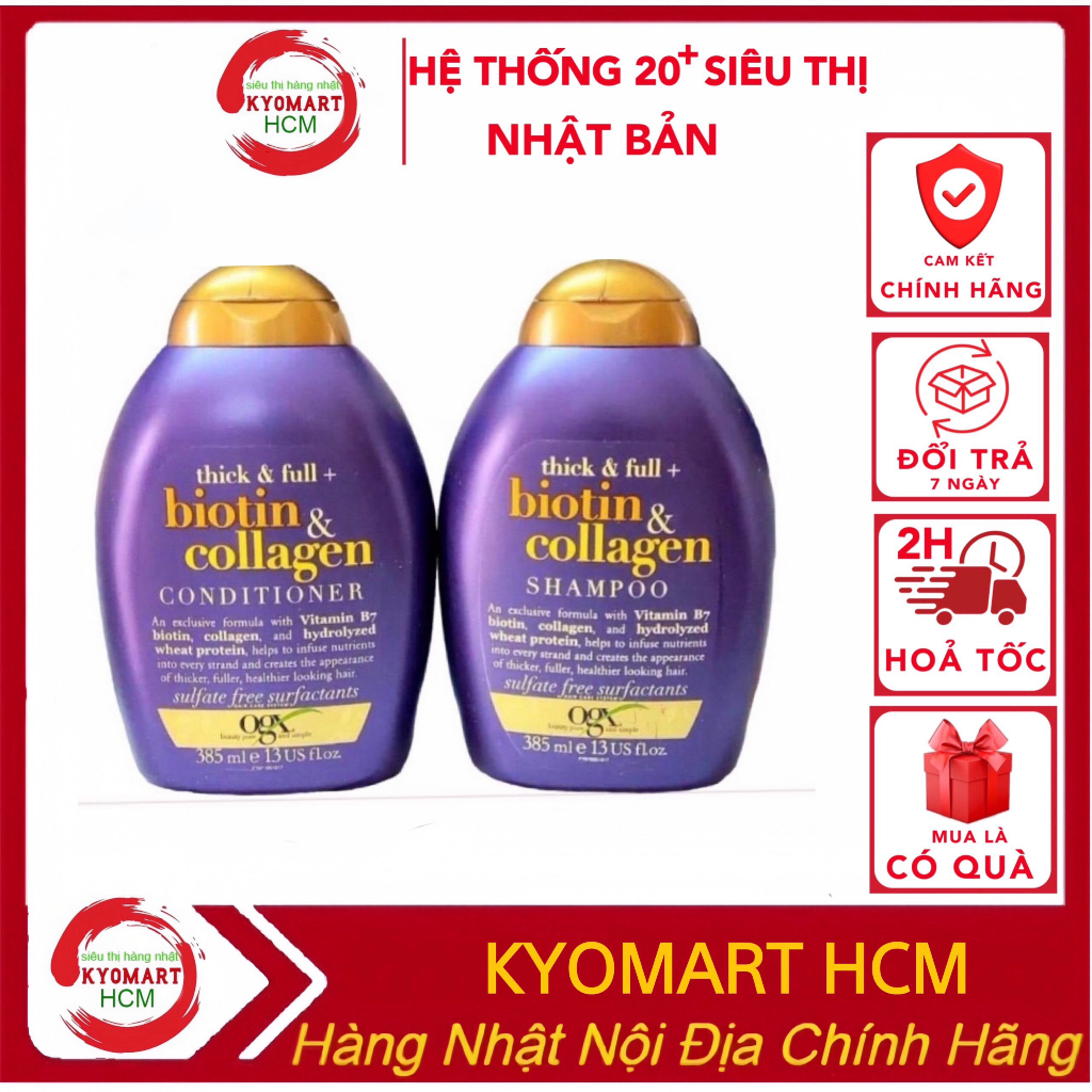 Dầu gội & Dầu Xả Biotin & Collagen Conditionner OGX 385ml