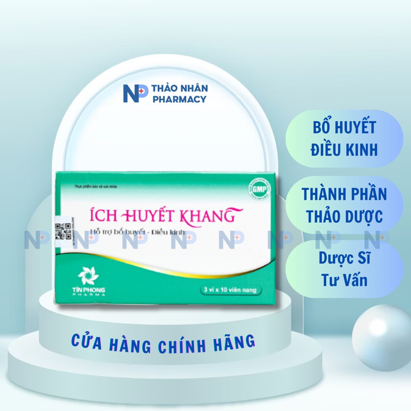 Viên Uống Giảm Rối Loạn Kinh Nguyệt Không Đều, Đau Bụng Ích Huyết Khang, Bổ Huyết Điều Kinh An Toàn Hộp 30 Viên