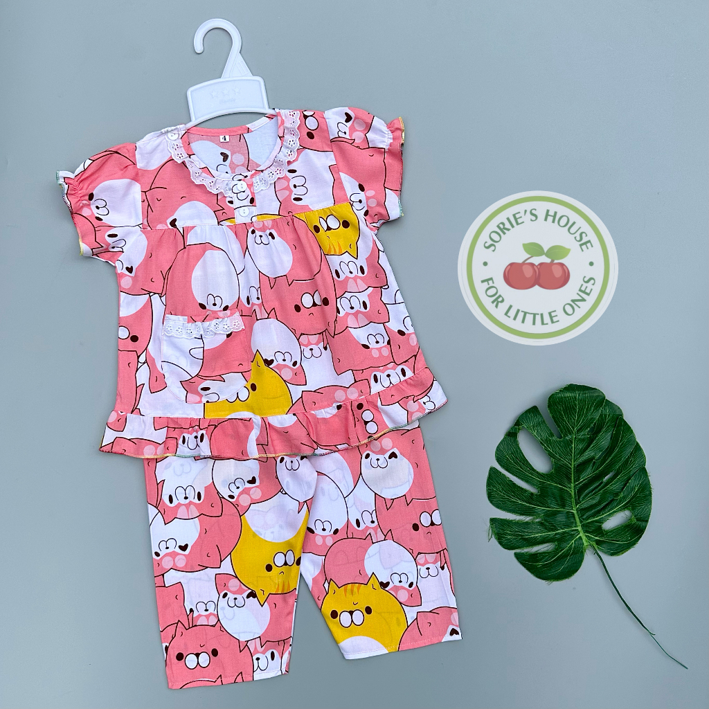 Bộ tole lanh ÁO TAY NGẮN QUẦN DÀI bé gái