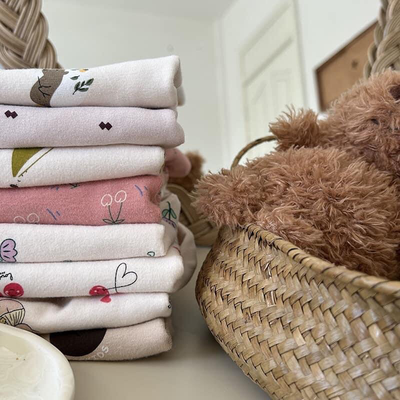 Bộ Dài Tay Thu Đông Cotton Hình Xuất Dư Cho Bé Trai Bé Gái 10-20kg