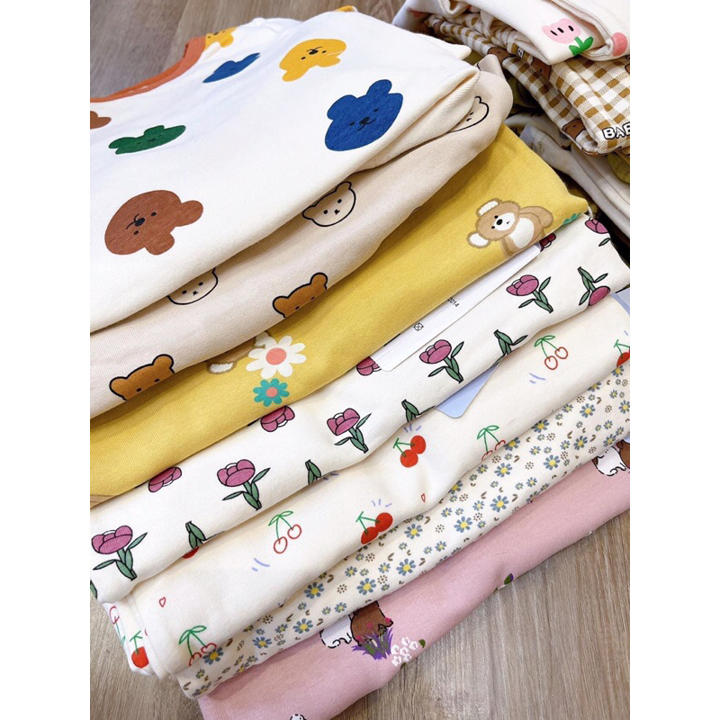 Bộ Dài Tay Thu Đông Cotton Hình Xuất Dư Cho Bé Trai Bé Gái 10-20kg