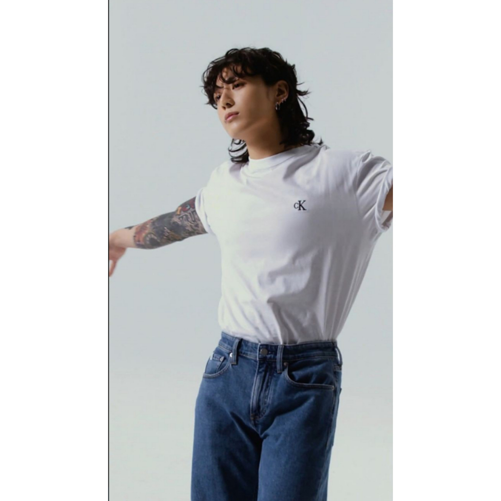 Áo thun tay lỡ unisex nam nữ trơn JUNGKOOK CK LOGO MINI Romeo RM005 CK 1 cotton form rộng oversize