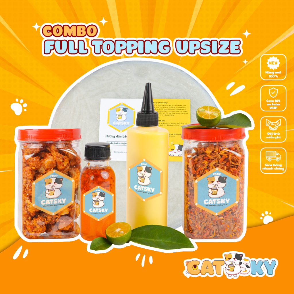 [COMBO FULLTOPPING UPSIZE] Bánh Tráng Phơi Sương CATSKY Đồ Ăn Vặt