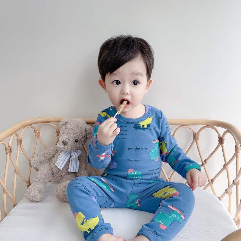 Bộ cotton dày xuất hàn,bộ ngủ dài tay hàng quảng châu siêu đẹp cho bé trai,bé gái