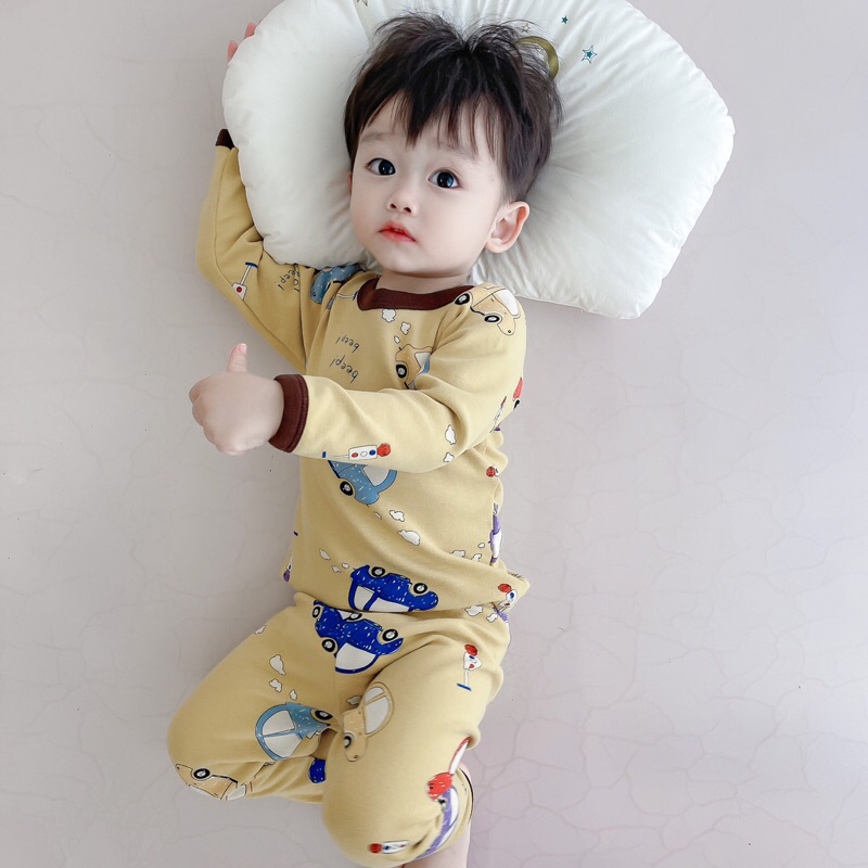 Bộ cotton dày xuất hàn,bộ ngủ dài tay hàng quảng châu siêu đẹp cho bé trai,bé gái