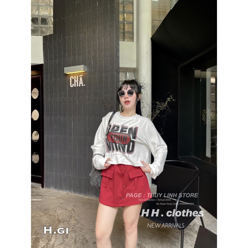 SET ÁO THỤNG CROPTOP KÈM CHÂN VÁY TÚI HỘP 3 MÀU SIÊU HOT