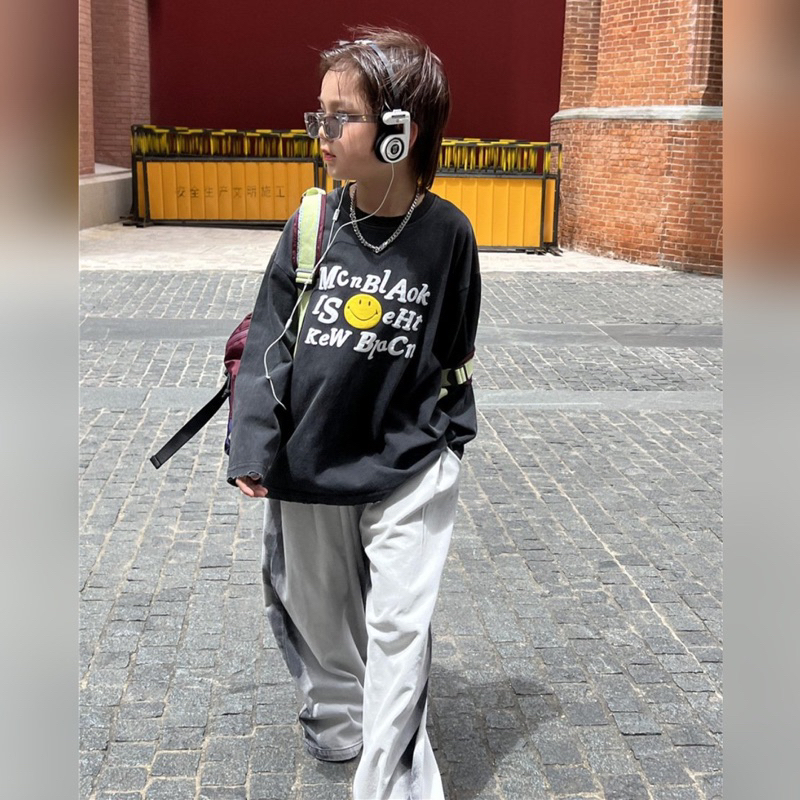 Áo thun dài tay bé trai mặt cười A393 size 100-160, quần áo trẻ em thu đông cao cấp