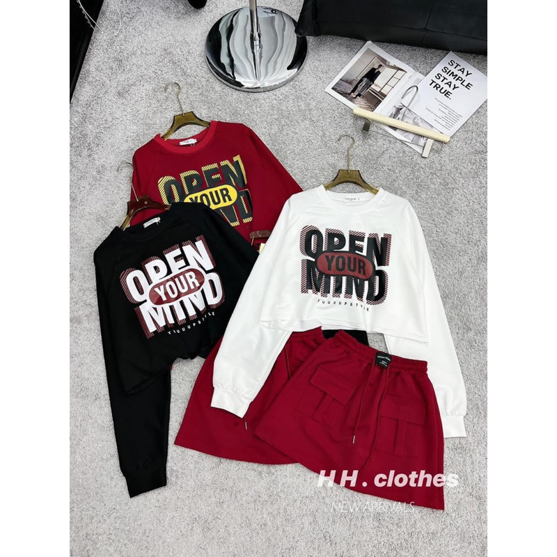 SET ÁO THỤNG CROPTOP KÈM CHÂN VÁY TÚI HỘP 3 MÀU SIÊU HOT