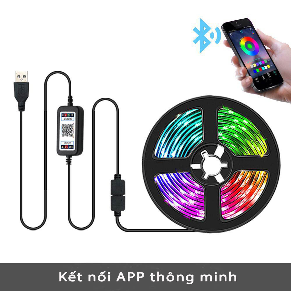 Đèn Dây Led RGB 16 Triệu Màu Điều Khiển Bằng Điện Thoại, Nháy, Đuổi Theo Nhạc, Trang Trí Decor Phòng