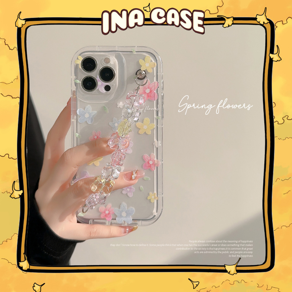Ốp lưng iphone Hoa Spring Kèm Dây Gấu 15promax/ 15pro/ 15/ 14promax/ 14pro/ 14/ 13promax/ 13pro/ 13/ 12promax/ 12/ 11