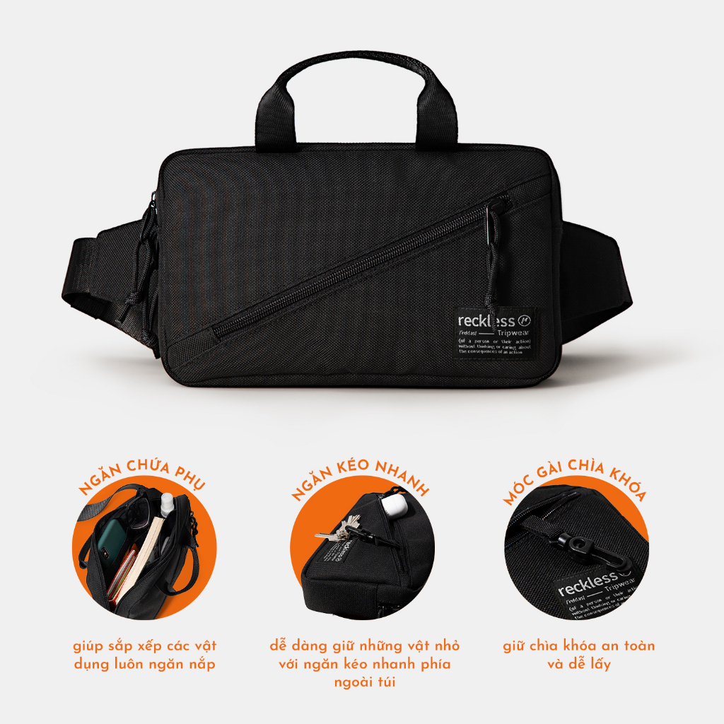 Túi Đeo Hông Thể Thao Reckless Aaron Waist Bag - Vải Polyester Kháng Nước