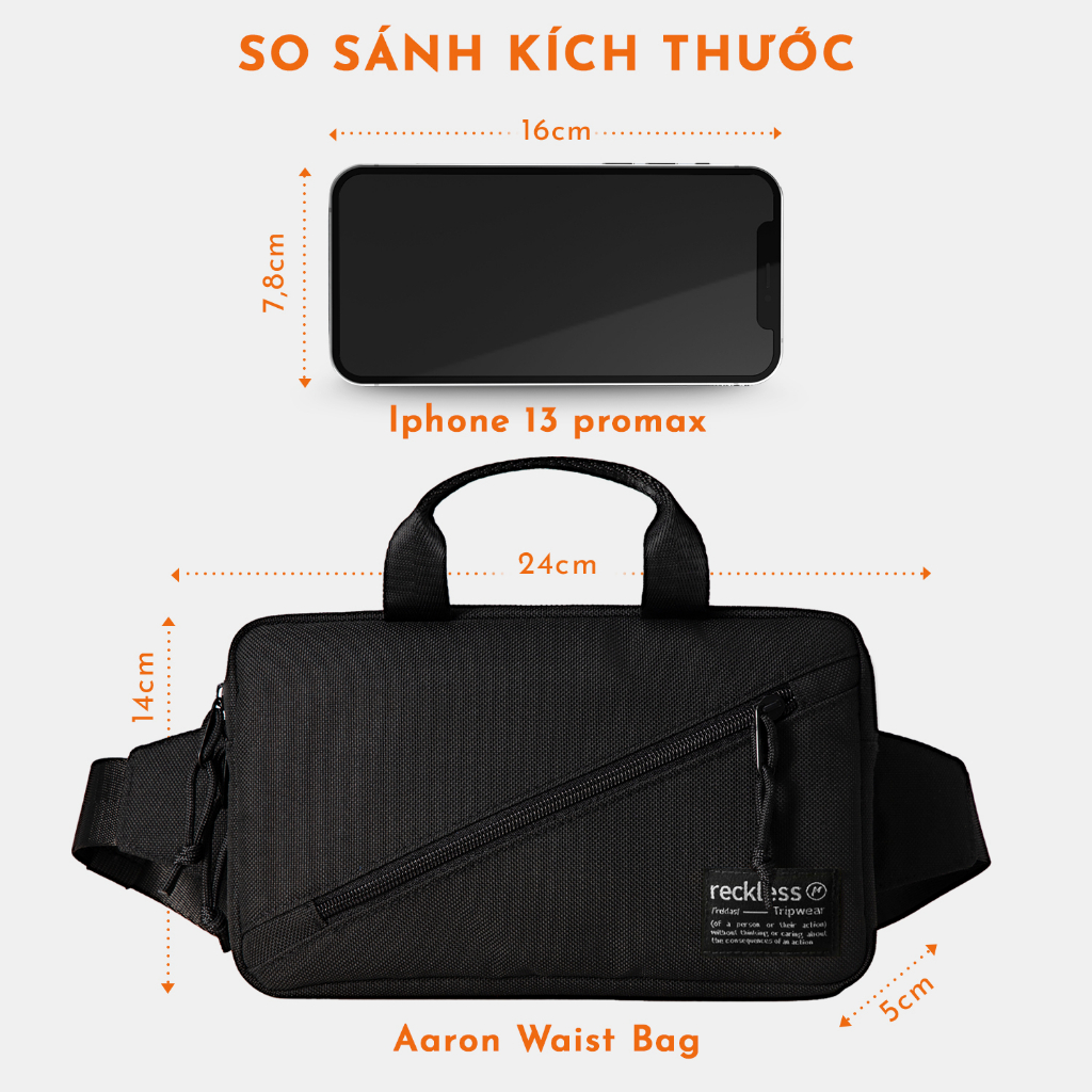 Túi Đeo Hông Thể Thao Reckless Aaron Waist Bag - Vải Polyester Kháng Nước