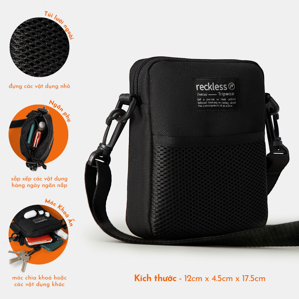 Túi Đeo Chéo Thể Thao Reckless Caitlyn Crossbody - Vải Polyester Kháng Nước