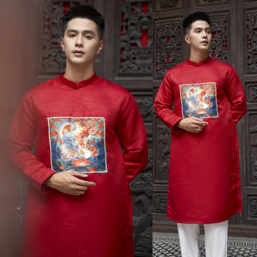 Áo dài nam thiết kế cao cấp chất tafta tiêu dày dặn chuẩn form đầy nam tính - M04