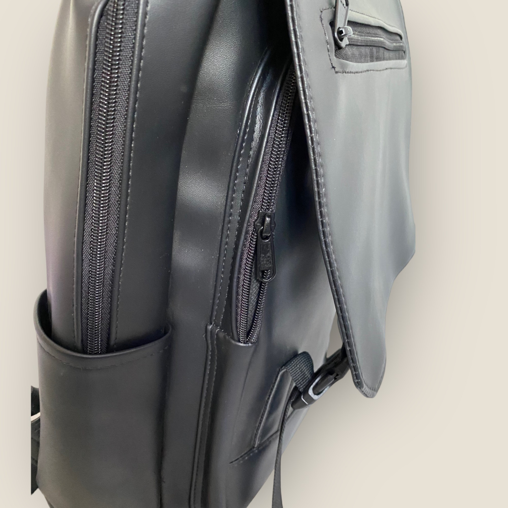 Balo Laptop Da Đen Hiện Đại Đơn Giản Unisex