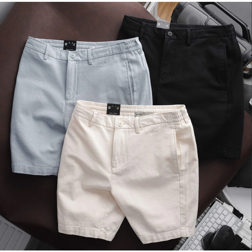 Quần Short Nam ICONDENIM Linen Lưng Thun Thoải Mái- QSID0140