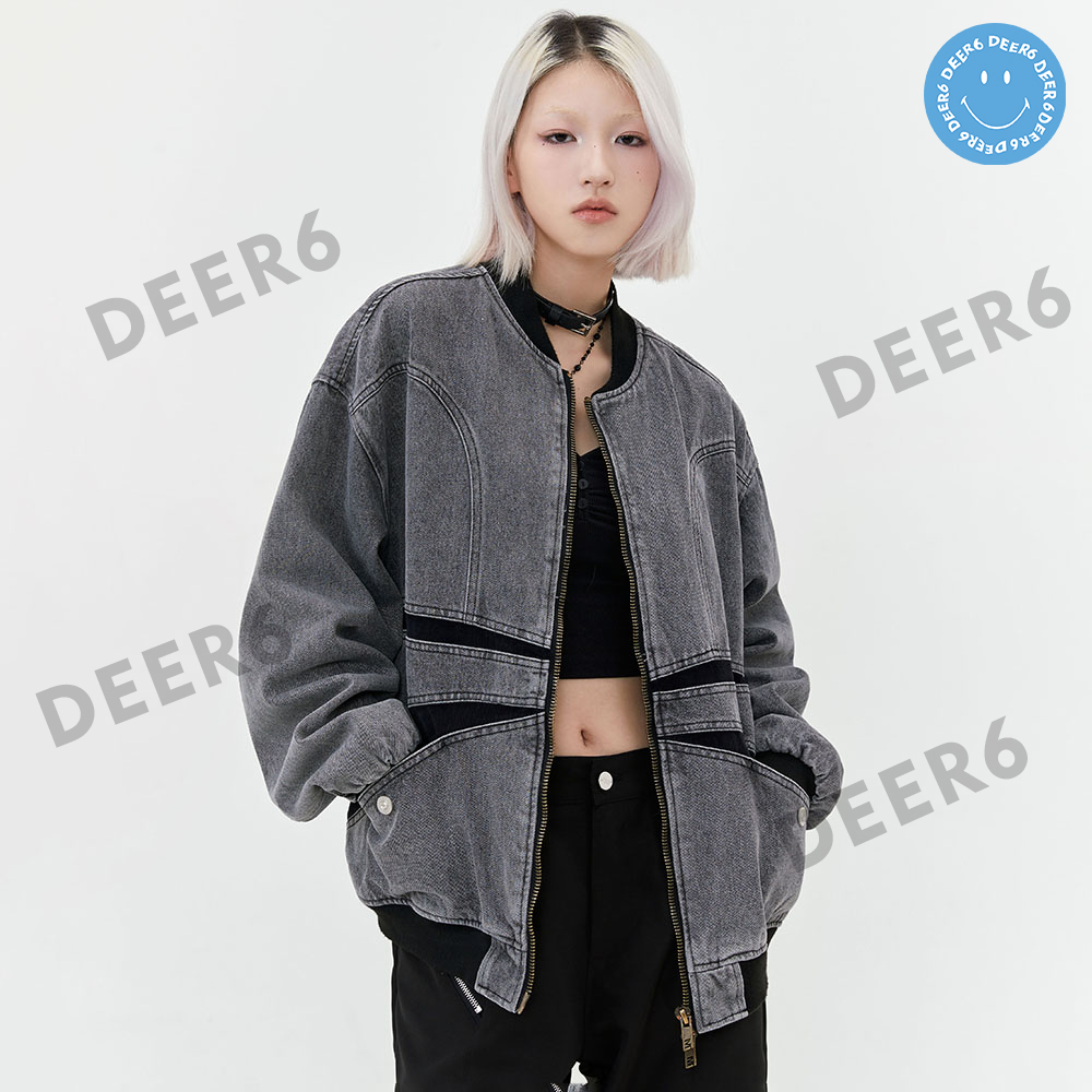 Áo khoác denim, bomber jacket Made Extreme NZ01 oversize nam nữ màu xám