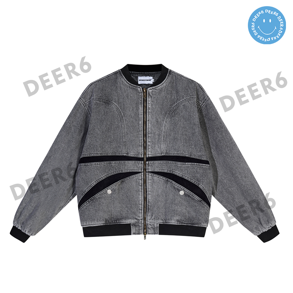 Áo khoác denim, bomber jacket Made Extreme NZ01 oversize nam nữ màu xám