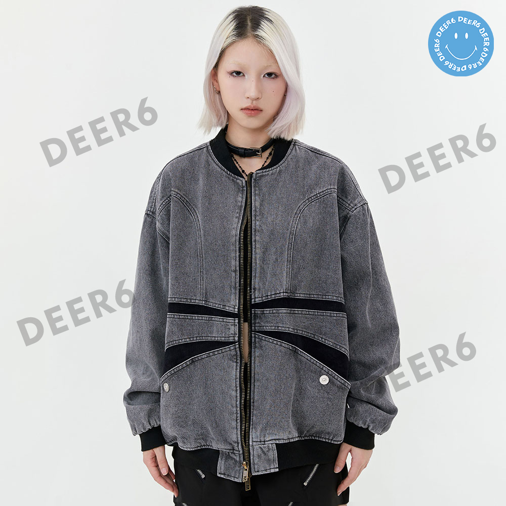 Áo khoác denim, bomber jacket Made Extreme NZ01 oversize nam nữ màu xám