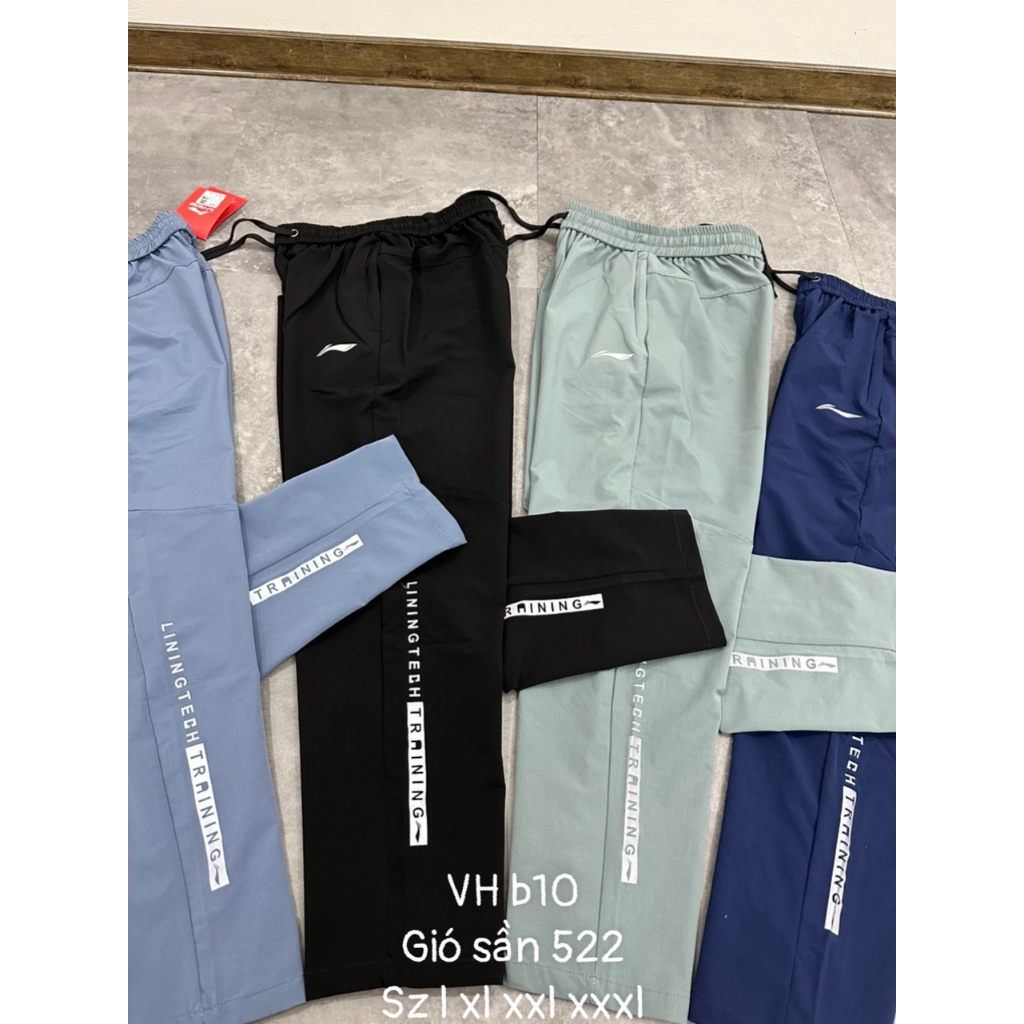 Quần gió nam lining, quần gió thể thao nam cao cấp chất liệu gió sần