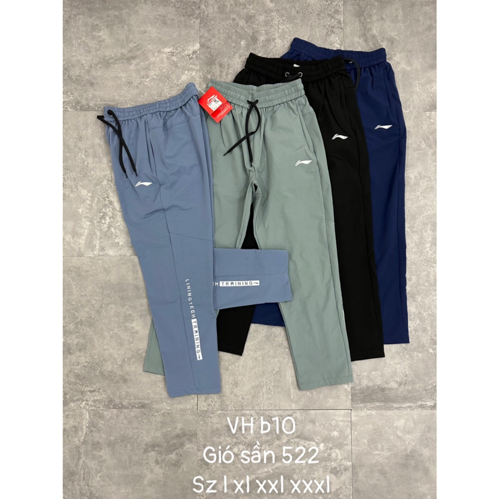 Quần gió nam lining, quần gió thể thao nam cao cấp chất liệu gió sần