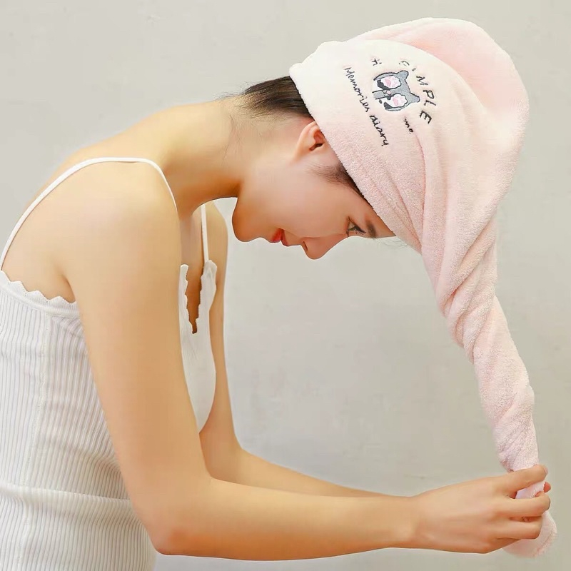 Khăn Quấn ủ Tóc Siêu Thấm Hút, Lau Khô Siêu Tốc mẫu mới nhiều màu