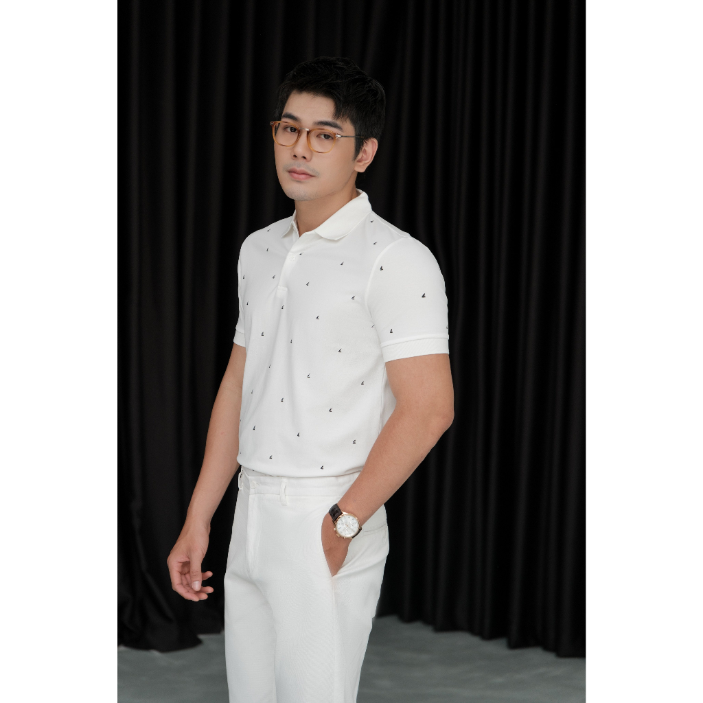 Áo Polo Americus Gosani AG57 Họa Tiết Nhỏ Màu Đen Và Trắng