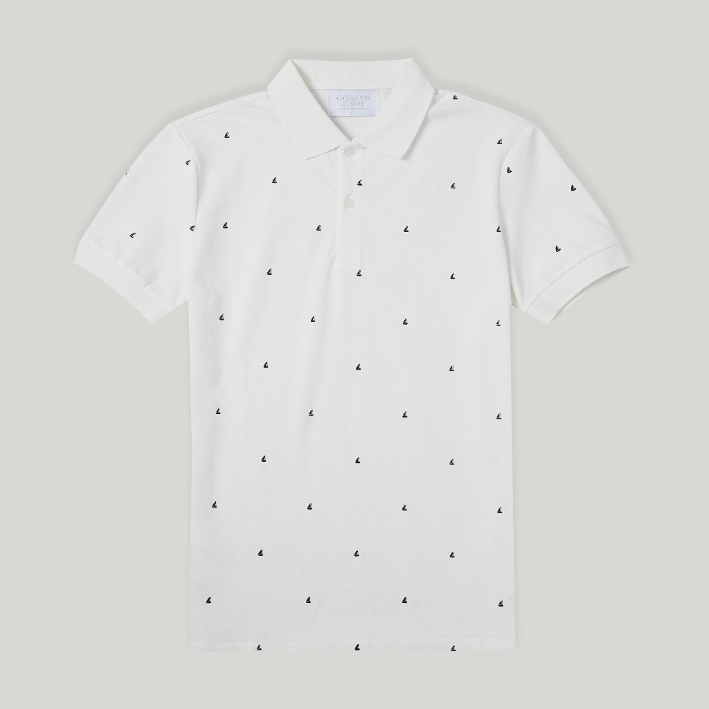 Áo Polo Americus Gosani AG57 Họa Tiết Nhỏ Màu Đen Và Trắng