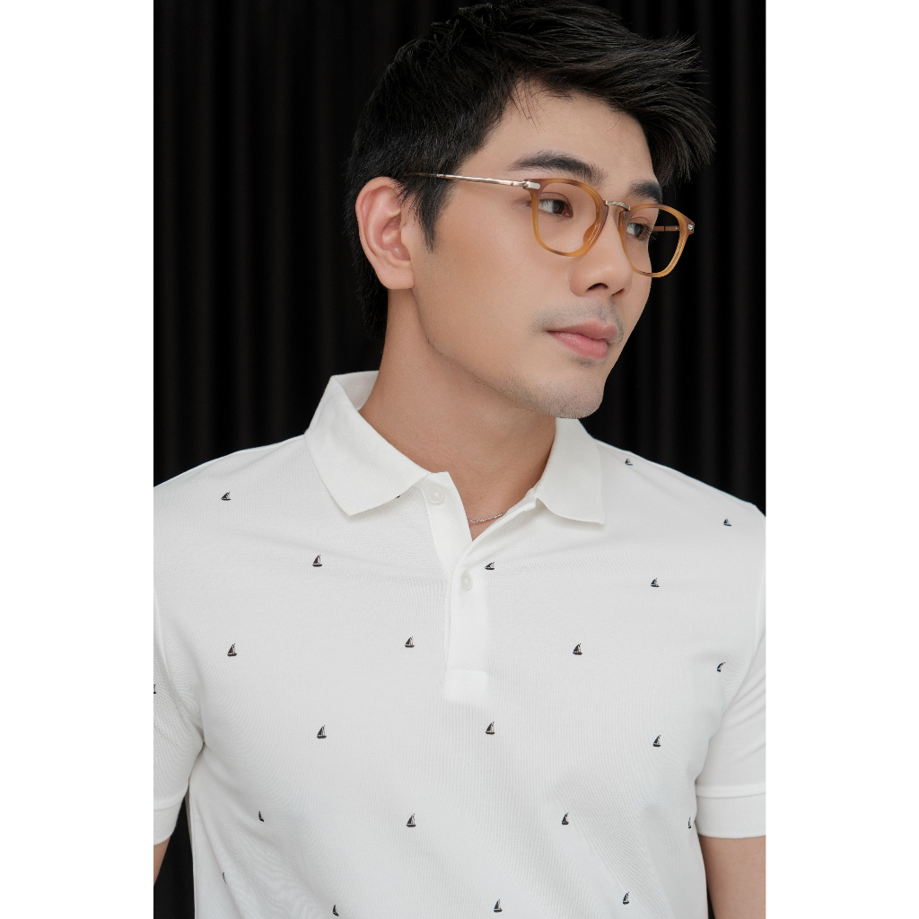 Áo Polo Americus Gosani AG57 Họa Tiết Nhỏ Màu Đen Và Trắng