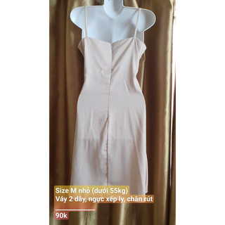 váy 2 dây xếp ly chân rút
