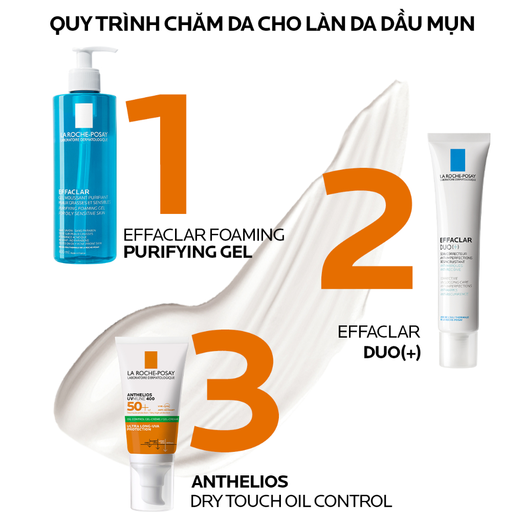 Bộ sản phẩm giảm mụn và chống nắng La Roche-Posay Anthelios UVMUNE 400 Gel Cream