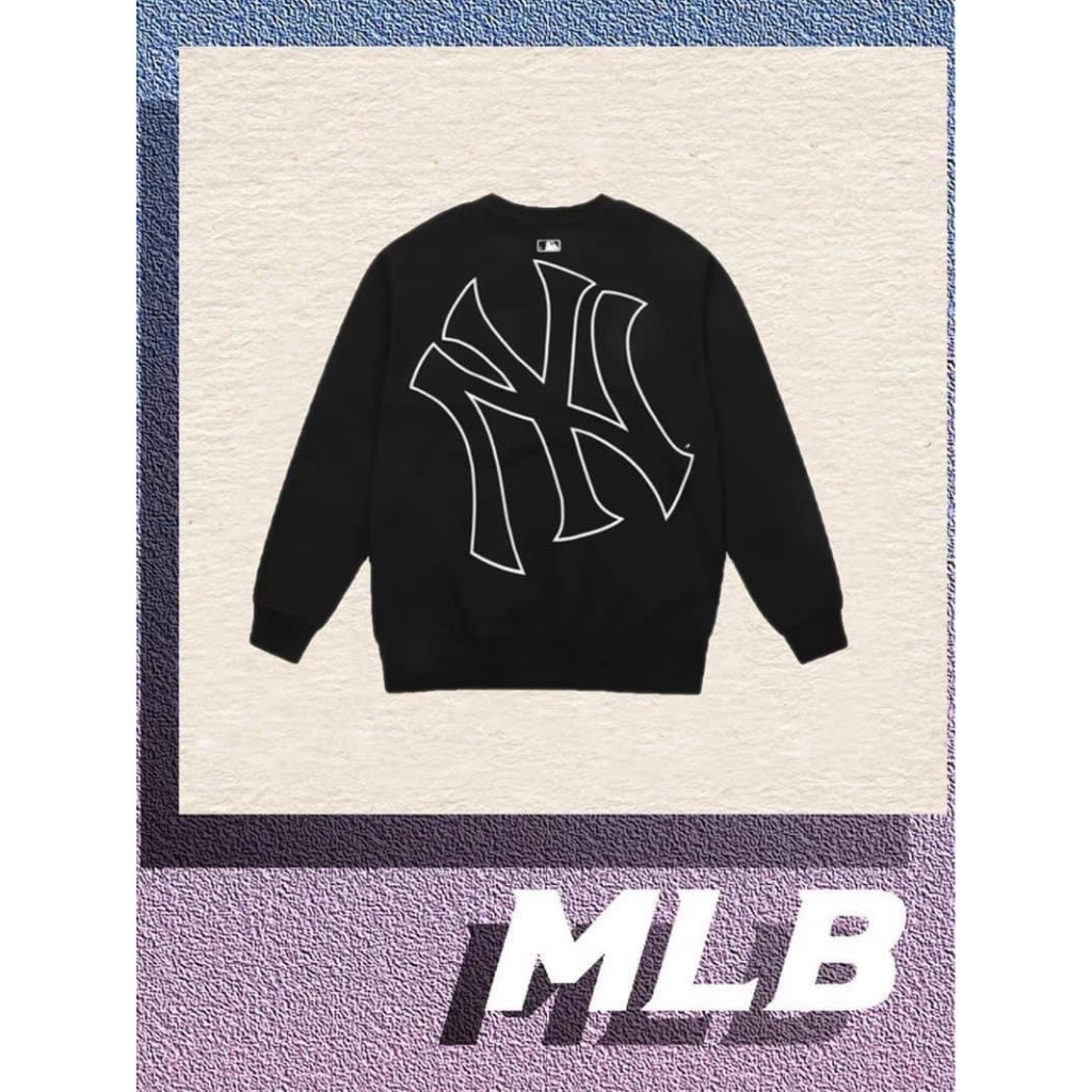 Áo sweater MLB tay dài form rộng nam nữ chất cao cấp dày dặn hình NY basic thêu logo