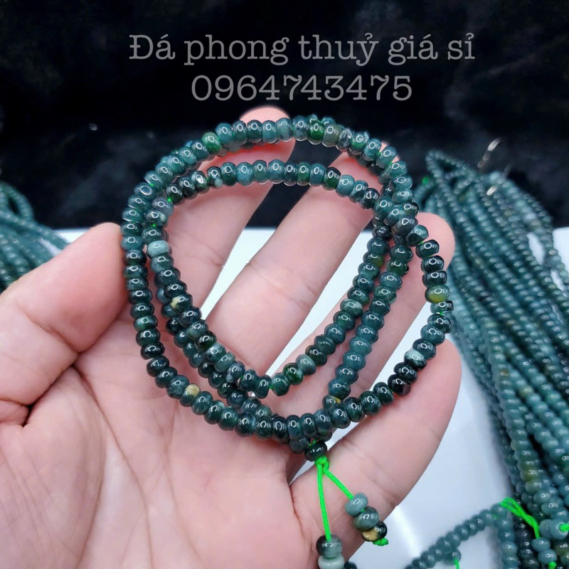 Chuỗi vòng lam ngọc bánh xe quấn 3 vòng 6mm tặng kèm kiểm định chất lương