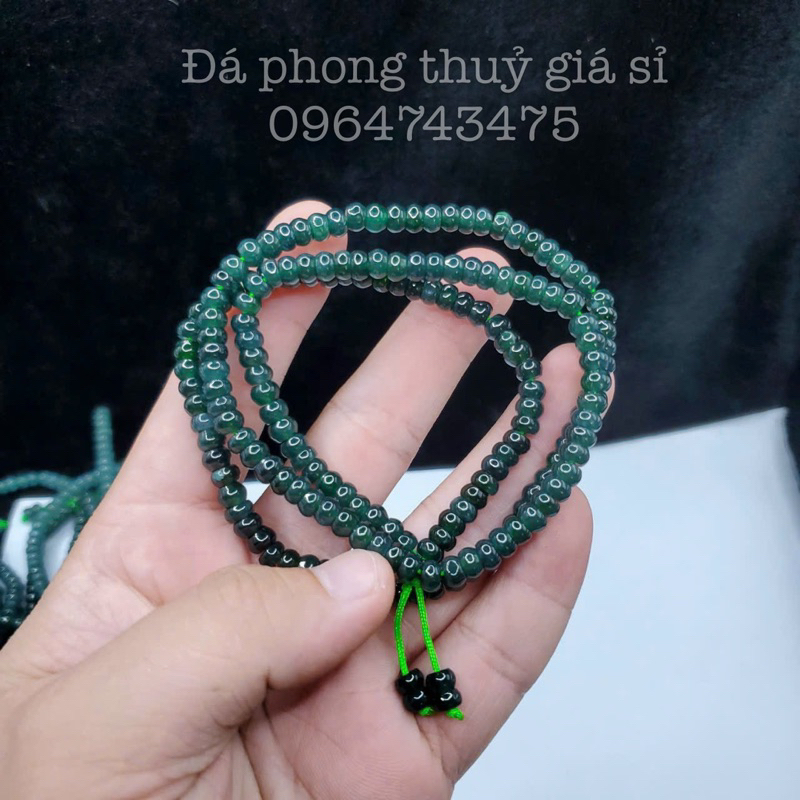 Chuỗi vòng lam ngọc bánh xe quấn 3 vòng size 5.5mm siêu đẹp vip kèm hộp gấm cao cấp