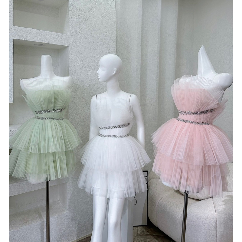 Đầm cúp lưới viền đá - thêm màu mới phía sạu