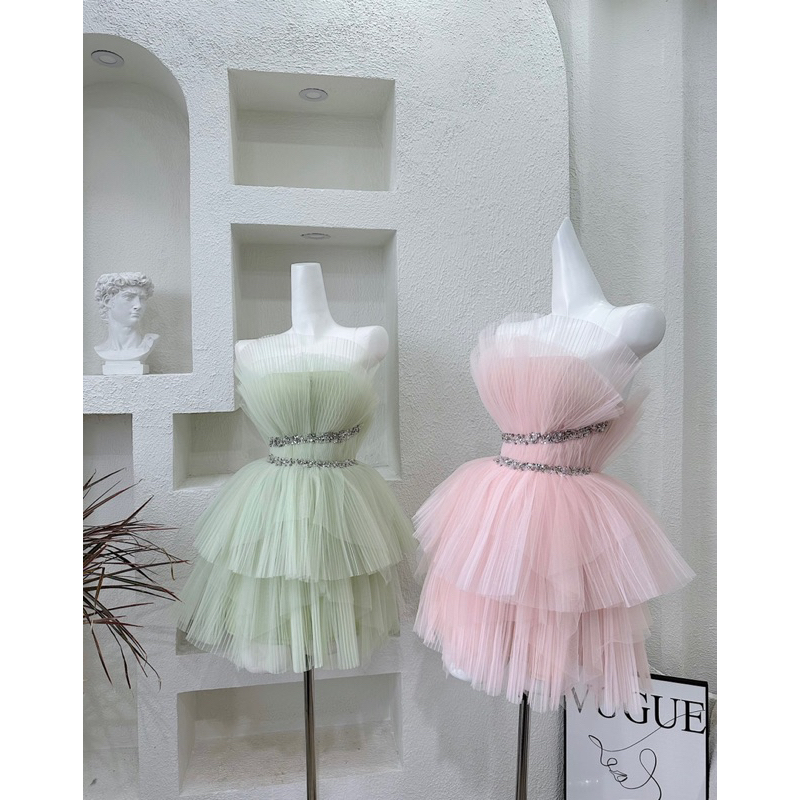 Đầm cúp lưới viền đá - thêm màu mới phía sạu