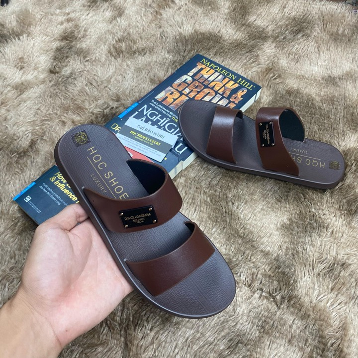 Dép da nam cao cấp da bò nguyên tấm khâu chỉ phong cách trẻ trung HT0166