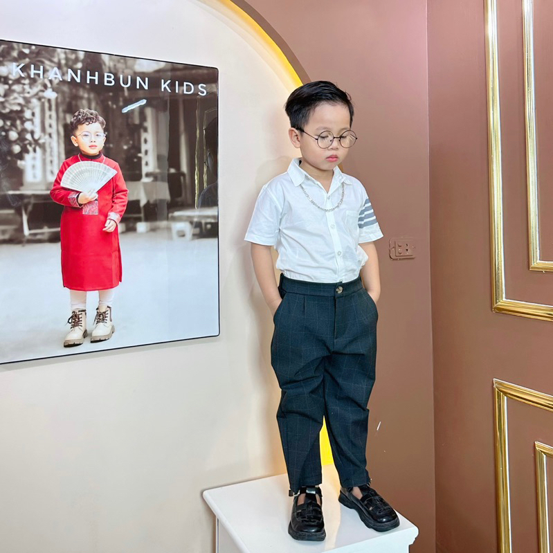 Quần Âu KhanhBun vải dày tôn dáng,co giãn 4 chiều, thoải mái đi chơi, đi học cho bé trai size từ 10-42 kí